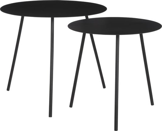 Mica Decorations Table d'appoint Pontus - Lot de 2 - H45 x Ø55 cm - Métal - Noir
