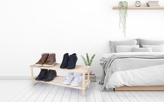 alpina Shoe Rack - 74 x 26 x 30 CM - Deux couches - Bois - Certifié FSC - Beige