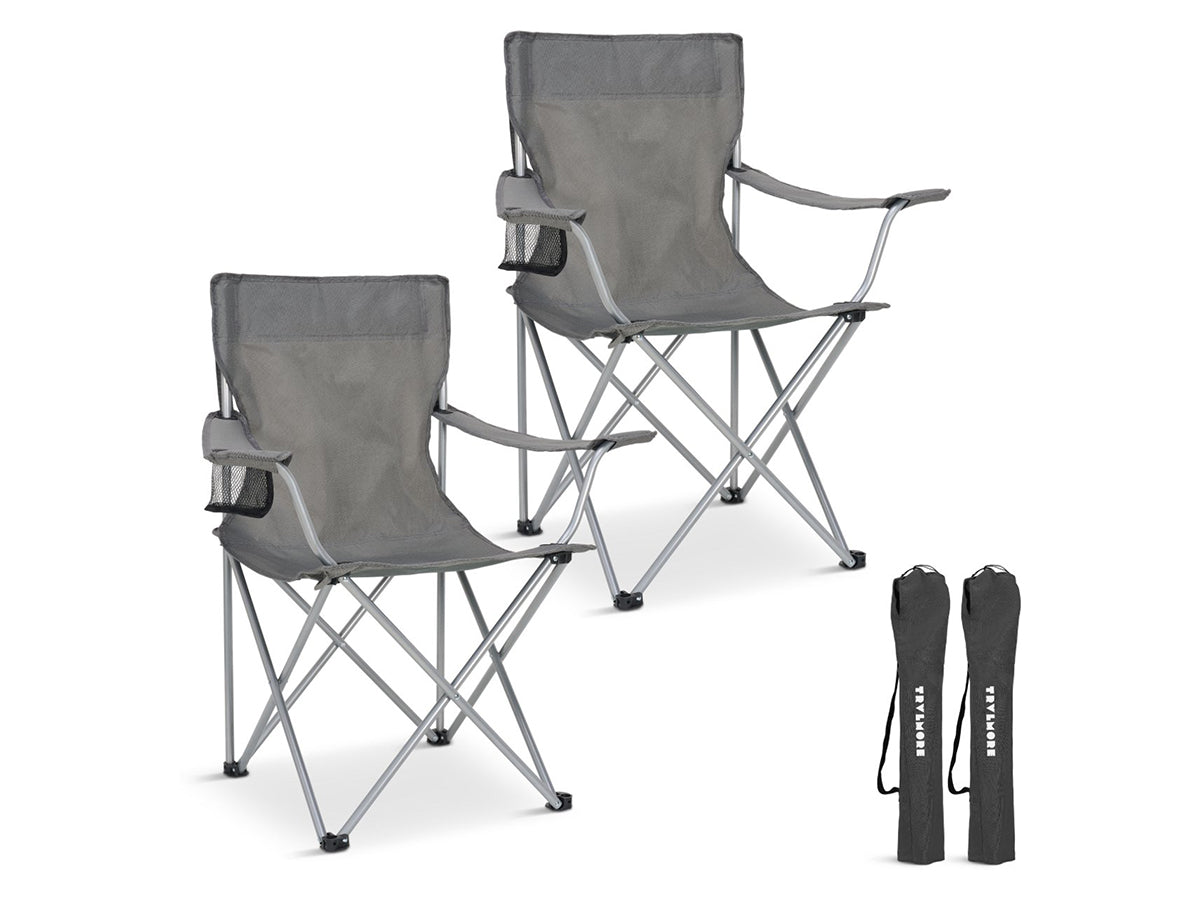 Trvlmore Chaises de camping Basic Lot de 2 - Noir - 2,2 kg par chaise - Capacité 120 kg