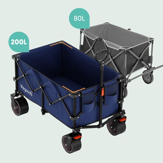 Chariot de Plage LifeGoods - Camping - XL - Pliable - 200L - Bleu
