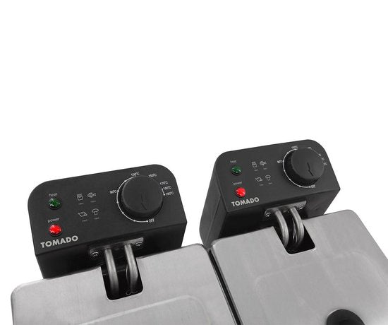 Tomado TDF6001S - Friteuse double - 2 x 3 litres - zone froide - acier inoxydable