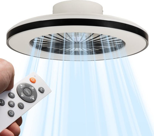Ventilateur de plafond LED's Light avec lumières 48 cm - Vitesse de ventilation et télécommande - Plafonniers avec ventilateur et lampe - Noir