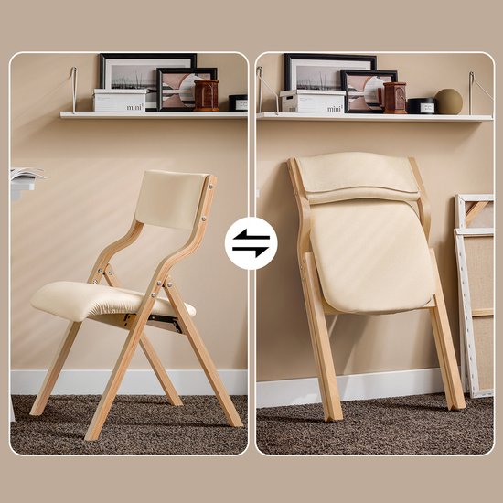 SoBuy Set of 2 Folding Chair, Office Chair with Upholstered Seat Cushion, Dining Chair, White, 49x80x54cm, FST40-Wx2 - pour la salle à manger, la cuisine, le salon ou le bureau à domicile