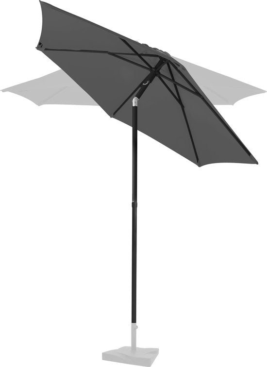 Parasol Premium - VONROC - Ø200cm - Toile résistante aux UV - Housse de protection incluse - Gris