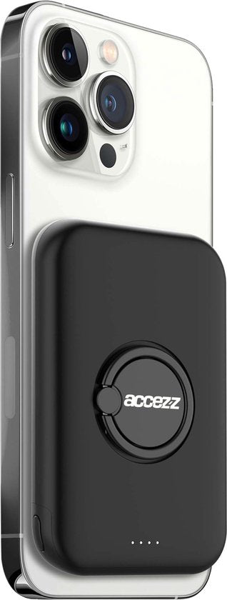 Accezz Powerbank Adapté à Magsafe 5000 mAh - Affichage LED de la batterie - USB C - 18 Watt - Powerbank sans fil Adapté à iPhone 12/13/14/15 - Noir