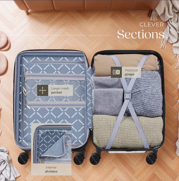 Ensemble de valises Tectake Brice, 3 pièces – L, M et S – ABS – Roulettes à 360° – Cadenas TSA – Blanc