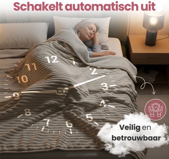 STAUS&BACH Couverture électrique 3XL - Couverture supérieure pour 2 personnes - Couverture chauffante en polaire Sherpa double face - Beige - 180x160 cm PowerNap