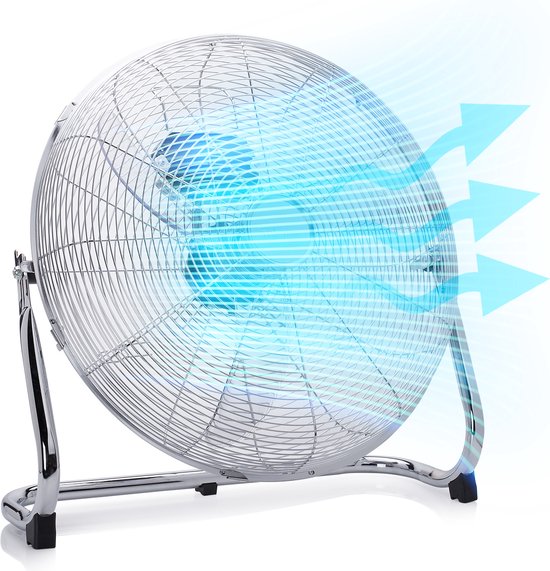 Ventilateur de sol métallique Tristar 50 cm – 3 vitesses – Ventilateur de type « box » – Orientable à 130° – Débit d'air puissant – VE-5885