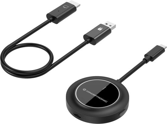 Conceptronic ATHERIC01B - Adaptateur d'écran sans fil - Kit d'adaptation sans fil USB-C vers HDMI 1080p - HDMI/USB - Dongle Full HD