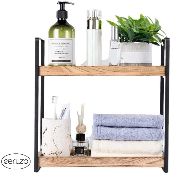 Organisateur de comptoir - Support de salle de bain en bois - Organisateur de cuisine - Support de rangement pour comptoir de salle de bain