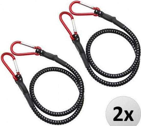 2 x Epingle à bagages en caoutchouc avec mousqueton 100cm x 10 mm Ø