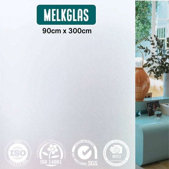 Homewell Film pour fenêtre HR++ 90x300cm - Solaire et isolant - Anti-vue - Statique - Verre laiteux - Avec treuil