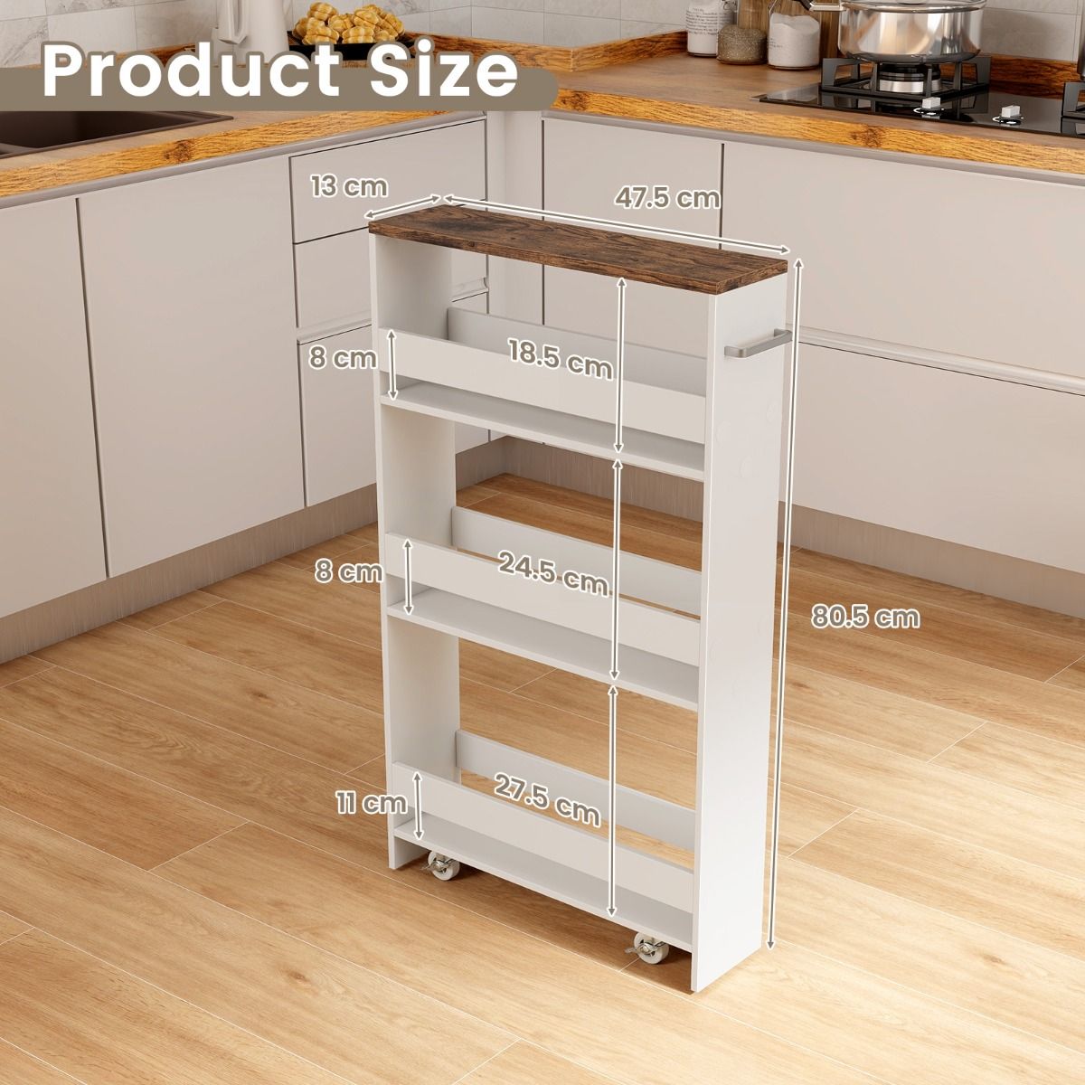 Coast Herb Rack mobile - 4 couches - étroit - 48 x 13 x 81 cm - blanc