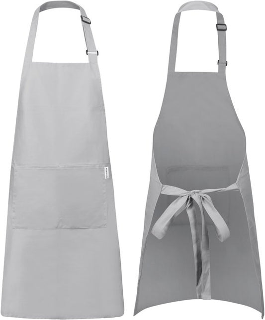 Tablier de cuisine Castagnola - Hydrofuge et anti-salissures - Tablier de cuisine professionnel - Tablier de barbecue pour femmes et hommes - Unisexe - Boucle réglable - Grandes poches - Gris clair