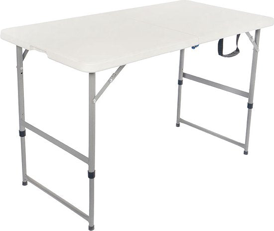 BRASQ Table pliante blanche - 120x60x74cm - Table de camping - Table pliante - Pliable - Résistante aux intempéries