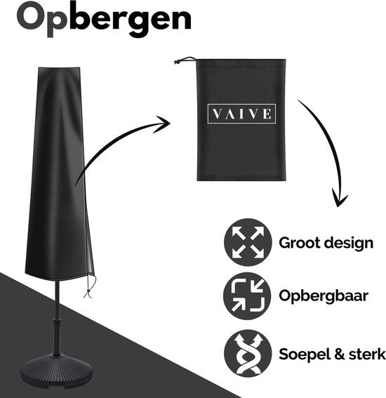 VAIVE Housse de parasol imperméable 600D avec fermeture éclair - Pour parasol flottant et parasol sur pied