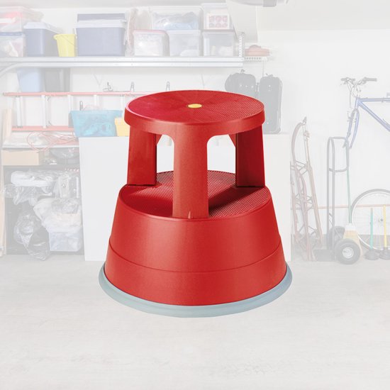 BRASQ Tabouret de marche rouge ST200 - Mobile - Capacité 150 kg - Tabouret de marche - Tabouret de marche adulte - Pied d'éléphant