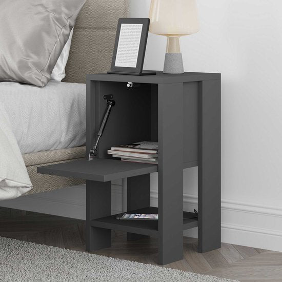 Table de chevet - Anthracite élégant - 30x55x30cm - Mélamine durable