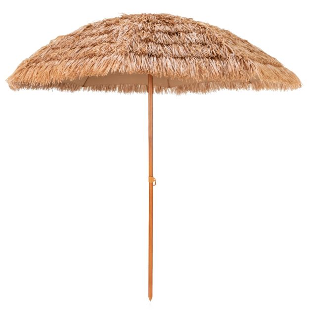 Coast Hawaiian Style Parasol en paille Ø285 cm - Design naturel avec 8 baleines en métal