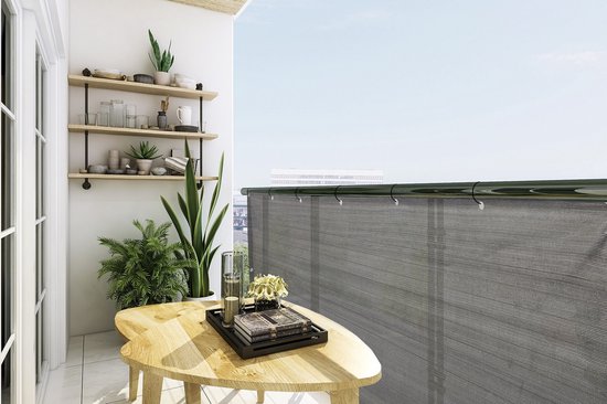 Brise-vue de balcon Lifa Garden - Toile de balcon opaque - Brise-vue résistant aux intempéries - Couverture de balcon en HDPE - Anthracite - Protection contre les regards indiscrets pour balcon - 500 x 90 cm