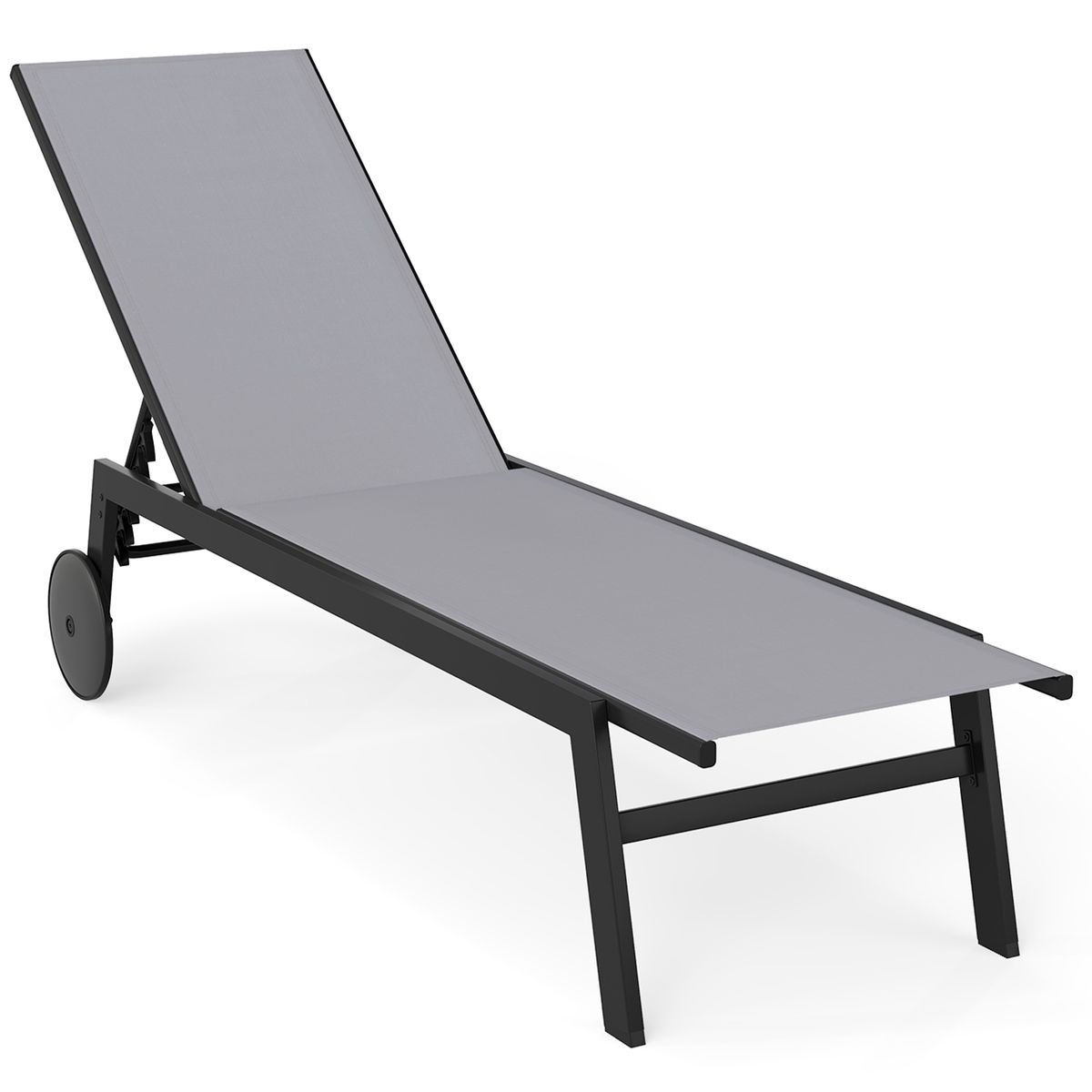 Chaise longue de jardin Coast sur roulettes - 6 positions réglables - revêtement respirant - gris - 1 pièce