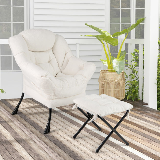 Fauteuil Coast - PP-Coton - Max 150KG - Repose-pieds inclus - 80 x 74 x 97 cm - Blanc