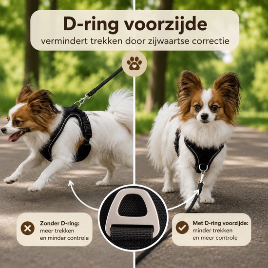 Harnais pour chien By Cee Cee – Harnais anti-traction – Harnais en Y pour chien – Harnais réfléchissant – Noir – Taille S