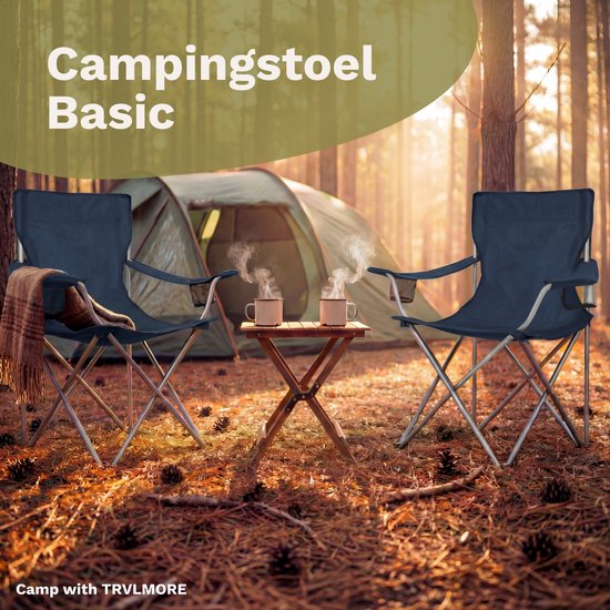 TRVLMORE Chaises de camping - pliables - 2-Pack - Capacité de charge 120KG - Sac de transport inclus - Chaise pliante - Chaise de pêche - Chaise de camping - Chaise pliante - Bleu
