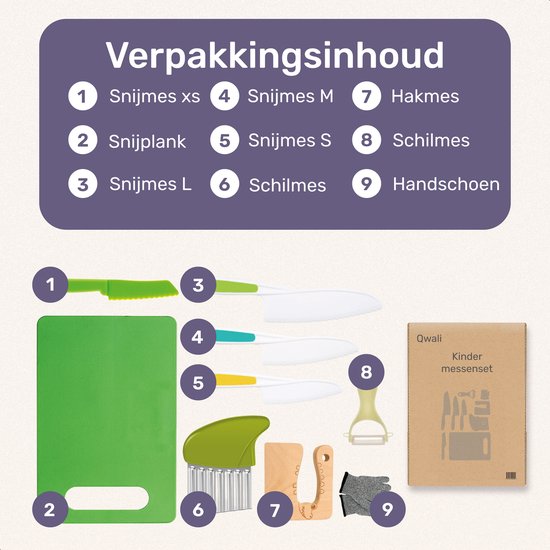 Set de couteaux pour enfants Qwali XL - Safe - Inc. planche à découper - Enfants - couverts - Couteaux - Enfant