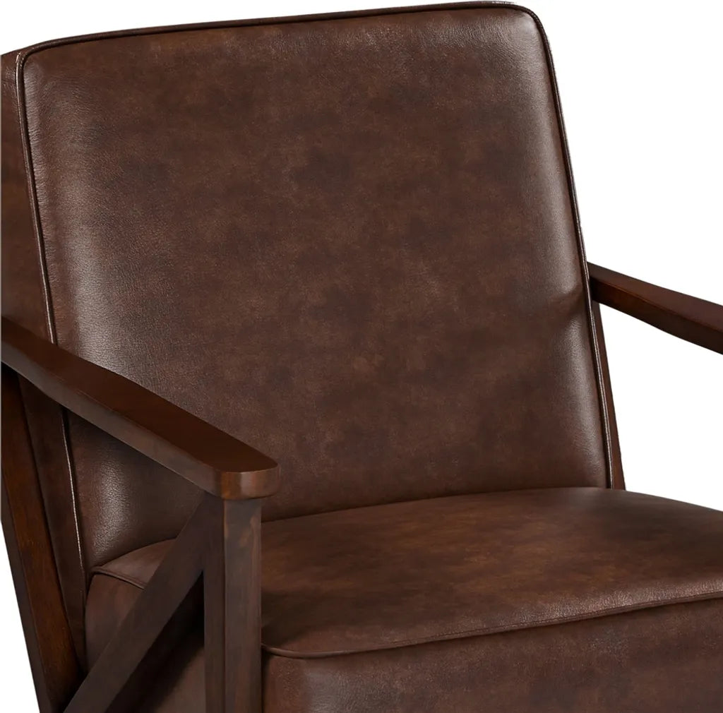 Fauteuil Yaheetech Vintage en simili cuir avec pieds en bois massif - Marron foncé - 78 x 67 x 79,5 cm