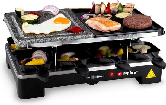 Set Plaque de cuisson 8 personnes alpina - Spatules et poêles à raclette incluses