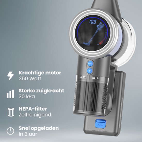 Auronic Stick hoover - Sans fil - Aspirateur autoportant - Sans sac - 350W - Batterie supplémentaire - Aspirateur - Gris/Bleu