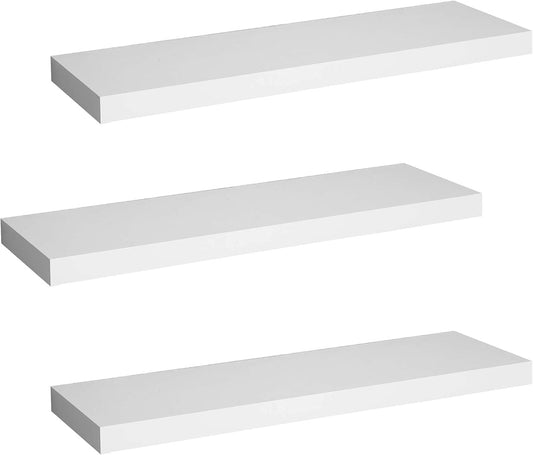 WOLTU Lot de 3 étagères murales suspendues - Blanc - 30 x 23 x 3,8 cm
