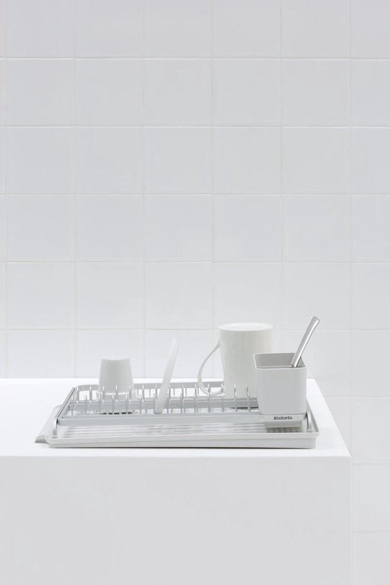 Égouttoir SinkSide de Brabantia - avec bac de récupération et porte-couverts - Gris clair