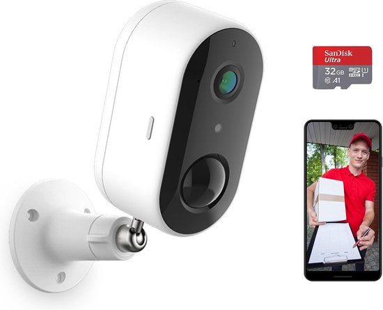 Arenti GO1 Caméra de sécurité extérieure - Wifi - 1080P Full HD - Carte SD incluse - Blanc