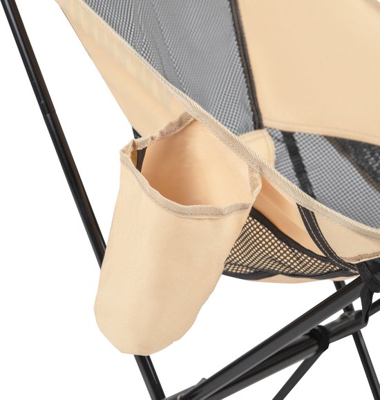 VirtuFit Camping Chair Compact - Chaise de plage - Sac de transport inclus - Convient pour les festivals, les campings et les plages - Accoudoirs inclus - Facile à transporter et à installer - Beige