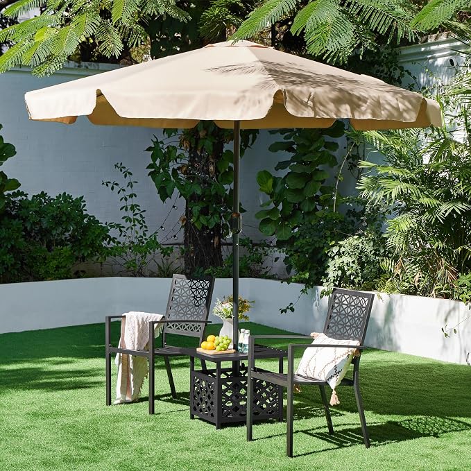 Chaises de jardin Yaheetech - Lot de 2 - Empilables - Acier - Noir