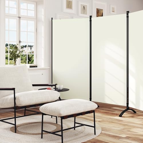 Paravent Woltu avec 3 panneaux - Crème - 255 x 182 cm