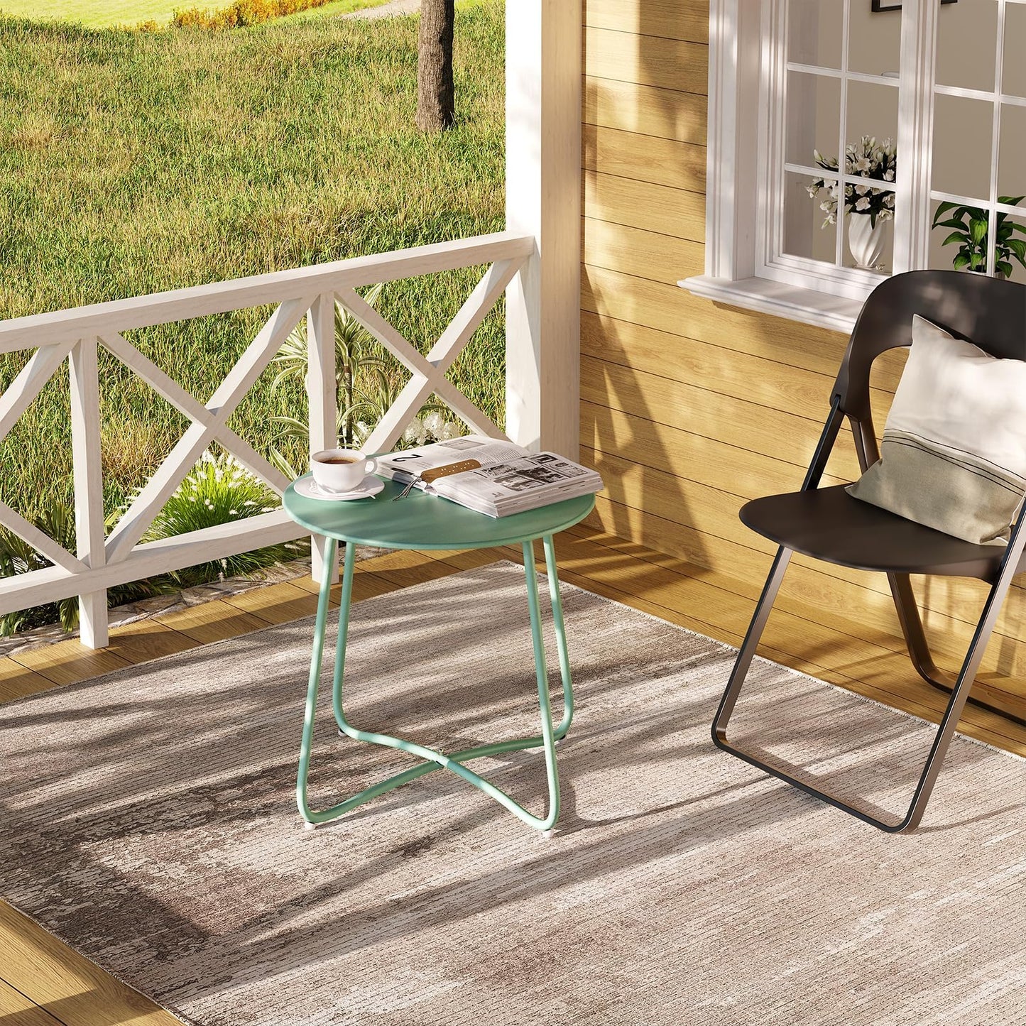 Table d'appoint Esituro - Ø 45 cm - Hauteur 45 cm - Métal - Vert