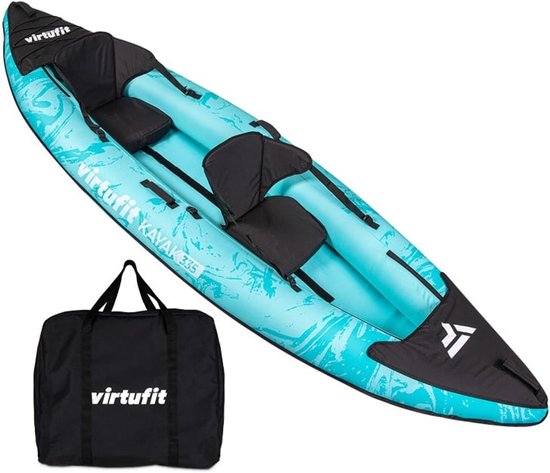 VirtuFit Kayak 335 - Turquoise - Avec sièges de kayak et sac de transport - Convient pour deux ou trois personnes - Durable et robuste - Kayak gonflable - Kayak - Bateau gonflable