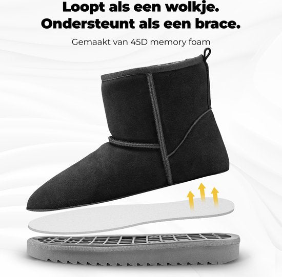 Chaussons Ladies - Chaussons - Bottes Ladies - Antidérapant - Semelle en mousse à mémoire de forme - Noir - Taille 39