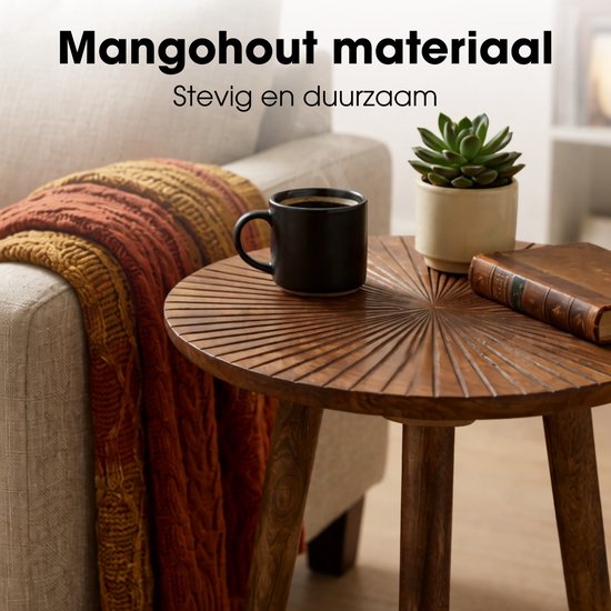 Table d'appoint Mica Decorations Pomante - Petite table - Table basse en bois de manguier - Pratique comme table à plantes ou support pour plantes - Petite table de salon - 46 x 38 cm - Marron foncé
