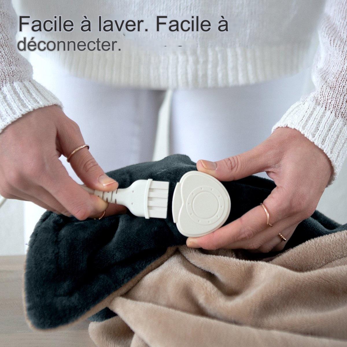 Couverture chauffante électrique Auronic - Sur-couverture - 2 personnes - 3 niveaux - Avec minuterie - 200 x 180 cm - Anthracite