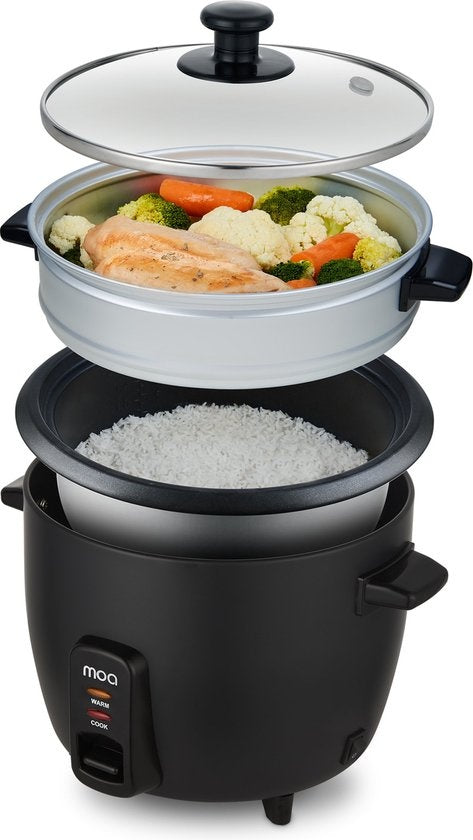 Cuiseur de riz avec cuiseur vapeur - MOA - 1.5 litres - Noir - RC18B
