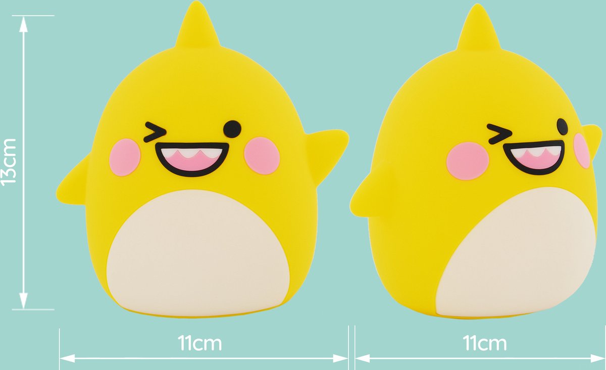 Veilleuse pour enfants Sleepy Friends Shark - 8 couleurs - Dimmable - Commande tactile et à distance - Rechargeable par USB - 95x97x100 mm - Silicone souple