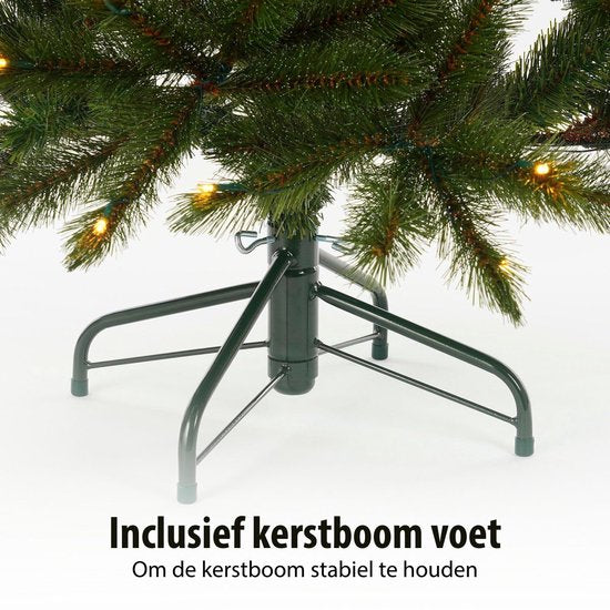 Arbre artificiel Triumph Tree Bristlecone - Sapin de Noël avec 144 guirlandes LED blanc chaud - Décoration de Noël d'intérieur - Structure à charnières pour un montage rapide - H 155 x Ø 99 cm - Vert