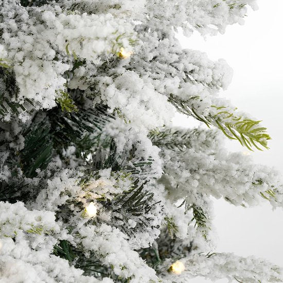 Black Box Trees Sapin de Noël artificiel Grimshaw avec neige H120 x P60 cm - Sapin artificiel en pot - Sapin de Noël artificiel d'intérieur - 206 branches - Vert