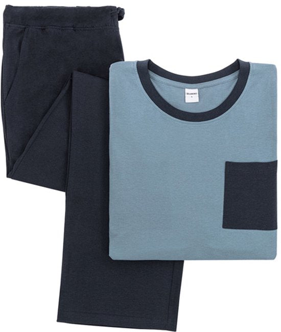 Milanoro - Pyjama homme en coton - Bleu - XXL