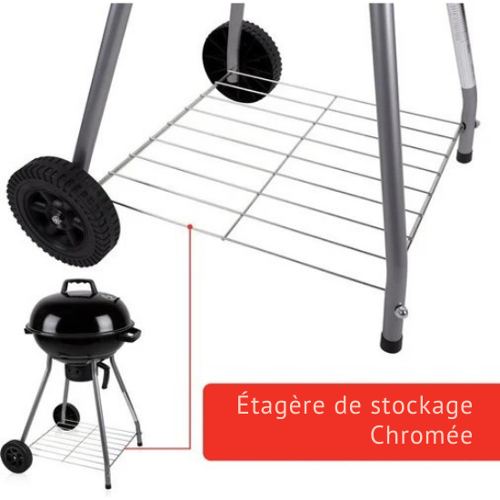 Barbecue au Charbon –BBQ Collection - Ø 45 cm – Avec Couvercle et Bac à Cendres