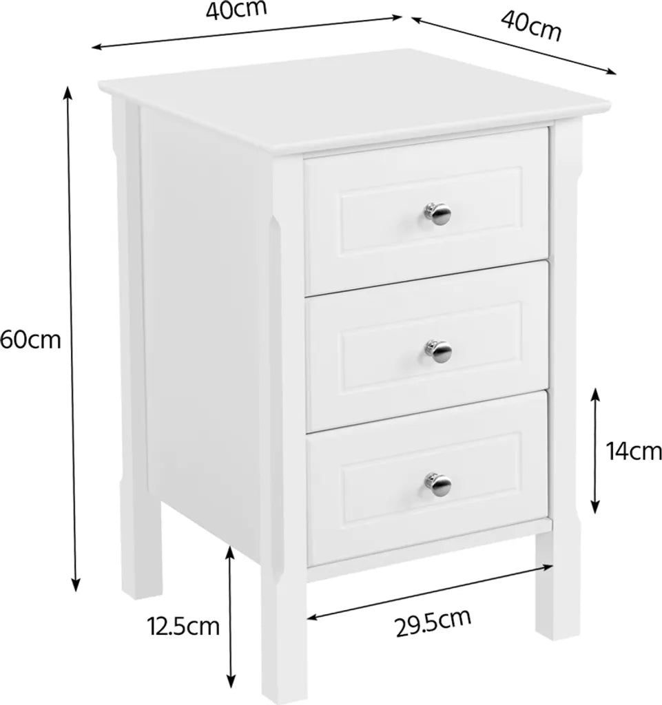 Yaheetech Tables de nuit - Lot de 2 - Avec 3 tiroirs - Table de lit - Blanc - Multifonctionnel